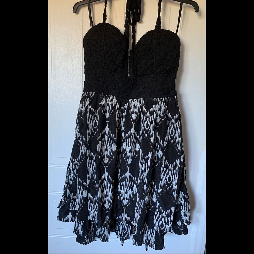 Black and White Halter Dress